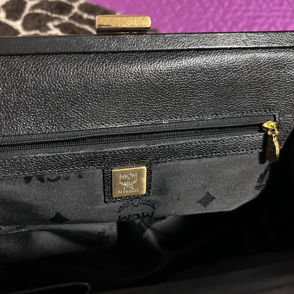 MCM Black Satchel with Gold Accents - Picture 7 of 9